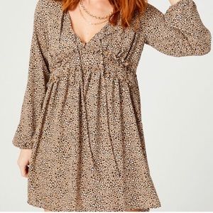 Altar’d State leopard print babydolll dress size M
